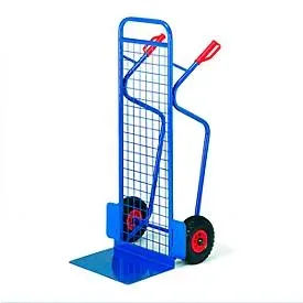 Stapelkarre gross mit Gitter-Rückwand, Tragkraft 250 kg, Luft-Bereifung