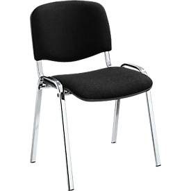 Stapelstuhl ISO Basic, ohne Armlehnen, 4-Fussgestell, Stoffbezug, stapelbar bis 12 Stück, B 545 x T 560 x H 820 mm, Bezug schwarz, Gestell verchromt