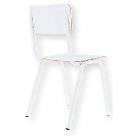 Stapelstuhl ZERO, stapelbar bis 4 Stück, Rundrohr-Fussgestell, B 380 x T 380 x H 460 mm, weiss/weiss, 2 Stück
