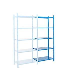 Steckregal-Anbaufeld, m. 5 Stahlblechböden, B 1260 x T 600 x H 2500 mm
