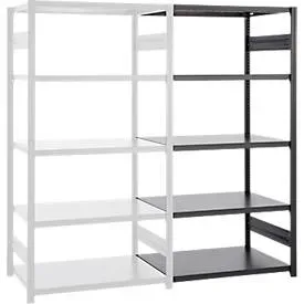 Steckregal ORDO Business, Anbauregal, modular, 5 Fachböden, Fachlast 185 kg, Feldlast 1200 kg, B 1310 x T 635 x H 2000 mm, Stahl, schwarz