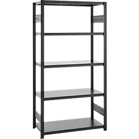 Steckregal ORDO Business, Grundregal, modular, 5 Fachböden, Fachlast 185 kg, Feldlast 1200 kg, B 1360 x T 635 x H 2000 mm, Stahl, schwarz