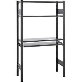 Steckregal ORDO Home, Grundregal, 3 Fachböden, multifunktional, mobil, B 1060 x T 435 x H 1750 mm, tiefschwarz matt RAL 9005