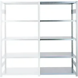 Steckregal ORDO Industry, Anbauregal, modular, 5 Fachböden, Fachlast 140 kg, Feldlast 1200 kg, B 1310 x T 635 x H 2000 mm, Stahl verzinkt