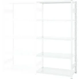 Steckregal ORDO Professional, Anbauregal, modular, 5 Fachböden, Fachlast 140 kg, Feldlast 1200 kg, B 1010 x T 535 x H 2000 mm, Stahl, verkehrsweiss RAL 9016