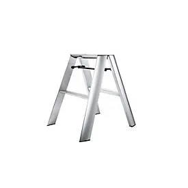 Stehleiter Metaphys Lucano Premium Silver, 2 Stufen, bis 100 kg, zusammenklappbar, B 155 x H 620 mm, Aluminium, silber