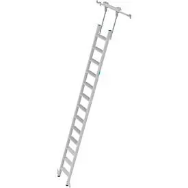 Stufen-Regalleiter, aluminium, fahrbar, 13 Stufen