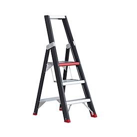 Stufenstehleiter Professional Topline, einseitig, Aluminium, 3 Stufen, schwarz