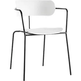 Stuhl BISTRO, stapelbar bis zu 4 Stück, B 535 x T 545 x H 760 mm, Stahlrohr & Polypropylen, weiss, 4 Stück