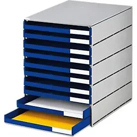 STYRO Systembox styroval pro 14-8002.38 grau/blau 10 Schubladen