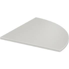 Systemwinkelplatte, 90° gerundet, B 800 x T 800 mm, lichtgrau