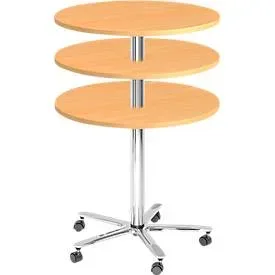 Hammerbacher Säulentisch Buche, Silber 800 x 1.140 x 720 - 1.140 mm