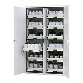 Säuren- und Laugenschrank  asecos SL-CLASSIC, Flügeltüren, Front Lichtgrau, B 1197 x T 603 x H 1965 mm