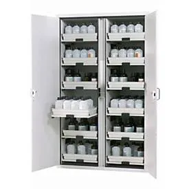 Säuren- und Laugenschrank  asecos SL-CLASSIC, Flügeltüren, Front Lichtgrau, B 1197 x T 603 x H 1965 mm