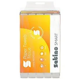 Satino Falthandtücher Smart, 2-lagig, V-Falzung, mit Prägung, L 230 x B 240 mm, 100 % Recycling-Papier, weiss, 4000 Blatt