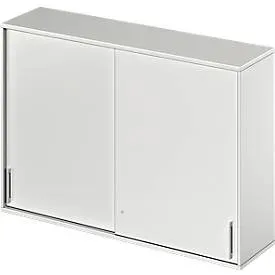 Schäfer Shop Genius Aufsatz-Schiebetürenschrank TETRIS WOOD, 3 OH, B 1600 mm, lichtgrau