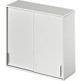 Schäfer Shop Genius Aufsatz-Schiebetürenschrank TETRIS WOOD, 3 OH, B 1200 mm, lichtgrau