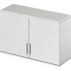 Schäfer Shop Genius Aufsatzschrank TETRIS WOOD, 2 OH, B 1200 mm, abschliessbar, lichtgrau