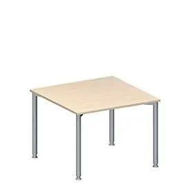 Schäfer Shop Genius Anbautisch MODENA FLEX, höhenverstellbar, Quadrat-Form, 4-Fuss Rundrohr,  B 1000 x T 1000 mm, Ahorn-Dekor