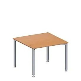 Schäfer Shop Genius Anbautisch MODENA FLEX, höhenverstellbar, Quadrat-Form, 4-Fuss Rundrohr,  B 1000 x T 1000 mm, Buche-Dekor