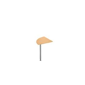 Schäfer Shop Genius Ansatztisch BST, Viertelkreis, Rundrohrfuss, B 800 x T 800 x H 717 mm, Buche/weissaluminium RAL 9006
