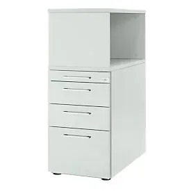 Schäfer Shop Genius Beistellcontainer mit Aufsatzregal, abschliessbar, Griff 2, lichtgrau