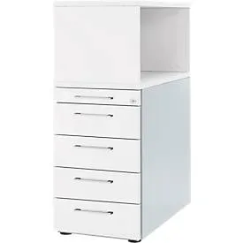 Schäfer Shop Genius Beistellcontainer mit Aufsatzregal, abschliessbar, Griff 2, weiss