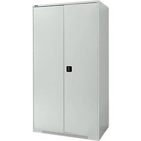 Schäfer Shop Genius Flügeltürenschrank FS, Stahl, mit Belüftungslöchern, B 1055 x T 620 x H 1950 mm, 5 OH, Lichtgrau/Lichtgrau, bis 500 kg