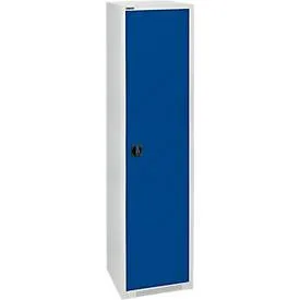 Schäfer Shop Genius Flügeltürenschrank FS, Stahl, mit Belüftungslöchern, B 545 x T 520 x H 1950 mm, 5 OH, Lichtgrau/Enzianblau, bis 250 kg