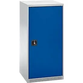 Schäfer Shop Genius Flügeltürenschrank FS, Stahl, mit Belüftungslöchern, B 545 x T 520 x H 1105 mm, 3 OH, Weissalu/Enzianblau, bis 150 kg