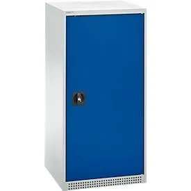 Schäfer Shop Genius Flügeltürenschrank FS, Stahl, mit Belüftungslöchern, B 545 x T 520 x H 1105 mm, 3 OH, Lichtgrau/Enzianblau, bis 150 kg