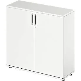 Schäfer Shop Genius Flügeltürenschrank TETRIS WOOD, 3 OH, Höhe inkl. Gleiter, B 1200 mm, weiss