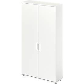 Schäfer Shop Genius Flügeltürenschrank TETRIS WOOD, 6 OH, Höhe inkl. Gleiter, Mitteltrennwand, B 1200 mm, weiss