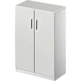Schäfer Shop Genius Flügeltürenschrank TETRIS SOLID, 3 OH, B 800 mm, abschliessbar, mit Abdeckplatte, lichtgrau/weissalu