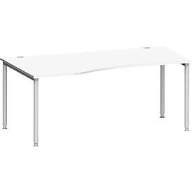 Schäfer Shop Genius Freiformschreibtisch MODENA FLEX, Ansatz links B 1800 mm, weiss
