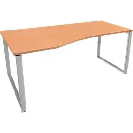 Schäfer Shop Genius Freiformschreibtisch MODENA FLEX, Bügelfuss, manuell höhenverstellbar, Ansatz links, B 1800 mm, Buche-Dekor