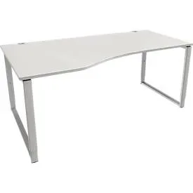 Schäfer Shop Genius Freiformschreibtisch MODENA FLEX, Bügelfuss, manuell höhenverstellbar, Ansatz links, B 1800 mm, lichtgrau