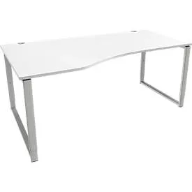 Schäfer Shop Genius Freiformschreibtisch MODENA FLEX, Bügelfuss, manuell höhenverstellbar, Ansatz links, B 1800 mm, weiss