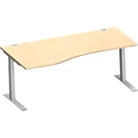 Schäfer Shop Genius Freiformschreibtisch MODENA FLEX, C-Fuss-Rechteckrohr, B 1800 mm, Ansatz links, Ahorn/weissalu
