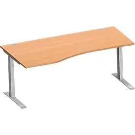 Schäfer Shop Genius Freiformschreibtisch MODENA FLEX, C-Fuss-Rechteckrohr, B 1800 mm, Ansatz links, Buche/weissalu