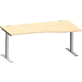 Schäfer Shop Genius Freiformschreibtisch MODENA FLEX, C-Fuss-Rechteckrohr, B 1800 mm, Ansatz rechts, Ahorn/weissalu