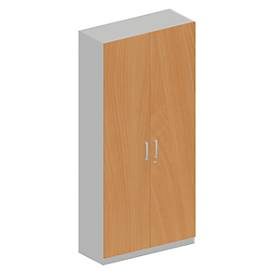 Schäfer Shop Genius Garderobenschrank TETRIS SOLID, 6 Ordnerhöhen, 1 Fachboden, Kleiderstange, abschliessbar, B 1000 x T 412 x H 2239 mm, weissalu/Buche