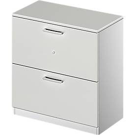 Schäfer Shop Genius Hängeregistraturschrank TETRIS SOLID, 2 OH, B 800 mm, abschliessbar, mit Abdeckplatte, lichtgrau/weissalu