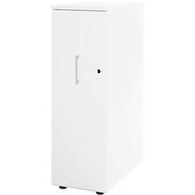 Schäfer Shop Genius Hochcontainer TETRIS WOOD, 3 Schübe + 1 Utensilienauszug, B 424 x T 803 x H 1296 mm, weiss