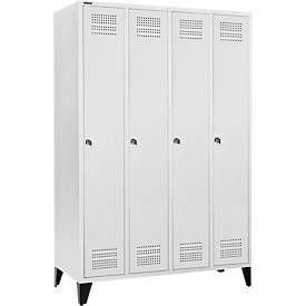 Schäfer Shop Genius Kleiderspind mit Füssen, 4 Abteile, 300 mm Abteilbreite, Zylinderschloss, anthrazit/rubinrot