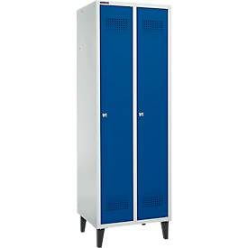 Schäfer Shop Genius Kleiderspind mit Füssen, 2 Abteile, 300 mm Abteilbreite, Zylinderschloss, enzianblau