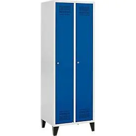 Schäfer Shop Genius Kleiderspind mit Füssen, 2 Abteile, Zylinderschloss, lichtgrau/enzianblau