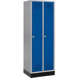 Schäfer Shop Genius Kleiderspind mit Sockel, 2 Abteile, Zylinderschloss, weissaluminium/enzianblau