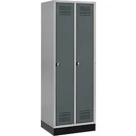 Schäfer Shop Genius Kleiderspind mit Sockel, 2 Abteile, Sicherheitsdrehriegelverschluss, weissaluminium/anthrazit
