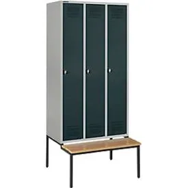 Schäfer Shop Genius Kleiderspind mit Sitzbank, 3 Abteile, Drehverschluss, hellsilber/anthrazit